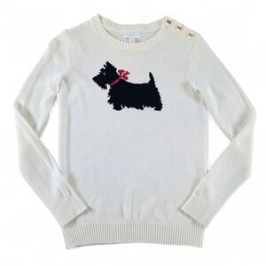 Charter Club Petite Ivory Sweater Scottie Dog Knit P/P Buttons Novelty Holiday